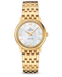 Omega De Ville  Quartz Women's Watch, 18K Yellow Gold, White Mother Of Pearl Dial, 424.50.27.60.05.001