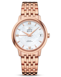 Omega De Ville  Automatic Women's Watch, 18K Rose Gold, White Mother Of Pearl Dial, 424.50.33.20.05.002