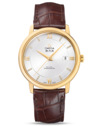 Omega De Ville  Automatic Men's Watch, 18K Yellow Gold, Silver & Diamonds Dial, 424.53.40.20.52.001