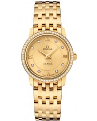 Omega De Ville  Quartz Women's Watch, 18K Yellow Gold, Champagne Dial, 424.55.27.60.58.001