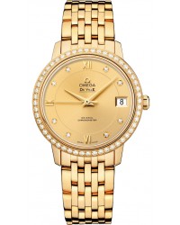 Omega De Ville  Automatic Women's Watch, 18K Yellow Gold, Champagne Dial, 424.55.33.20.58.001