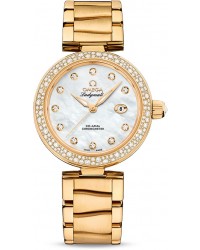 Omega De Ville  Automatic Women's Watch, 18K Yellow Gold, Mother Of Pearl & Diamonds Dial, 425.65.34.20.55.009