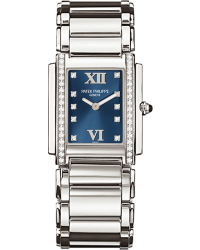 Patek Philippe Twenty 4  Quartz Women's Watch, Stainless Steel, Blue & Diamonds Dial, 4910/10A-012