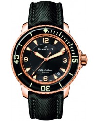 Blancpain Fifty Fathoms  Automatic Men's Watch, 18K Rose Gold, Black Dial, 5015-3630-52