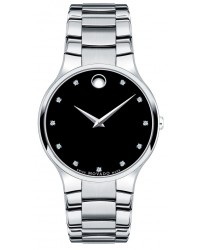 Movado Serio  Quartz Men's Watch, Stainless Steel, Black Dial, 606490
