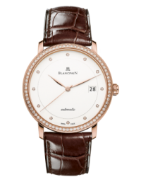 Blancpain Villeret  Automatic Men's Watch, 18K Rose Gold, White & Diamonds Dial, 6223-2987-55B