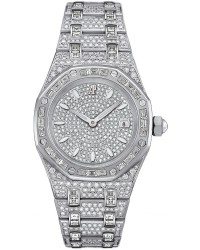 Audemars Piguet Royal Oak  Quartz Women's Watch, 18K White Gold, Diamond Pave Dial, 67604BC.ZZ.1211BC.01