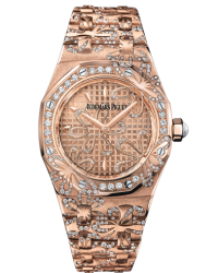 Audemars Piguet Royal Oak  Quartz Women's Watch, 18K Rose Gold, Gold Dial, 67617OR.ZZ.1235OR.01