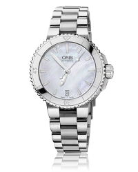 Oris Aquis  Automatic Men's Watch, Stainless Steel, White Mother Of Pearl Dial, 733-7652-4151-07-8-18-01P