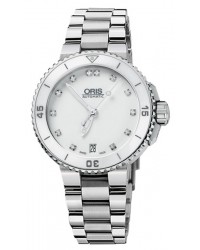 Oris Aquis  Automatic Women's Watch, Stainless Steel, White & Diamonds Dial, 733-7652-4191-MB