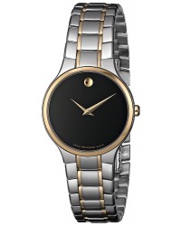 Movado Serio  Quartz Women's Watch, Steel & Gold Tone, Black Dial, 606389