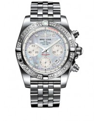 Breitling Chronomat 41  Chronograph Automatic Men's Watch, Stainless Steel, Mother Of Pearl & Diamonds Dial, AB0140AA.G712.378A