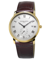 Frederique Constant Slimline  Quartz Men's Watch, 18K Gold Plated, Silver Dial, FC-245M5S5