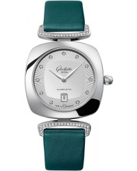 Glashutte Original Pavonina  Quartz Women's Watch, Stainless Steel, Silver & Diamonds Dial, 1-03-01-10-12-02