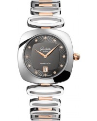 Glashutte Original Pavonina  Quartz Women's Watch, Stainless Steel, Grey & Diamonds Dial, 1-03-01-25-06-14