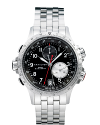 Hamilton Aviation  Chronograph Quartz Men's Watch, Stainless Steel, Black Dial, H77612133