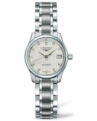 Longines Master  Automatic Women's Watch, Stainless Steel, Silver & Diamonds Dial, L2.128.4.77.6