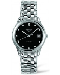 Longines Flagship  Automatic Men's Watch, Stainless Steel, Black & Diamonds Dial, L4.774.4.57.6