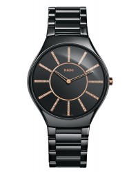 Rado True Thinline  Quartz Women's Watch, Ceramic, Black & Diamonds Dial, R27741702
