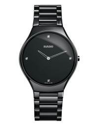 Rado True Thinline  Quartz Women's Watch, Ceramic, Black & Diamonds Dial, R27741712