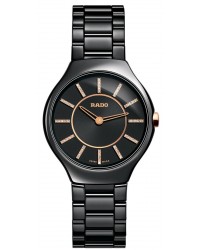Rado True Thinline  Quartz Women's Watch, Ceramic, Black & Diamonds Dial, R27742702