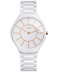 Rado True Thinline  Quartz Women's Watch, Ceramic, White & Diamonds Dial, R27957702