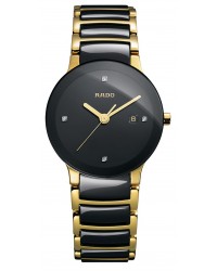 Rado Centrix  Quartz Women's Watch, PVD Black Steel, Black & Diamonds Dial, R30930712