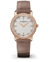 Vacheron Constantin Patrimony Traditionnelle  Quartz Women's Watch, 18K Rose Gold, White & Diamonds Dial, 25558/000R-9406