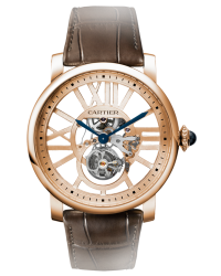 Cartier Rotonde  Mechanical Men's Watch, 18K Rose Gold, Skeleton Dial, W1580046