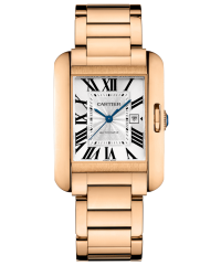 Cartier Tank Anglaise  Quartz Women's Watch, 18K Rose Gold, Silver Dial, W5310003