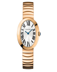 Cartier Baignoire  Quartz Women's Watch, 18K Rose Gold, Silver Dial, W8000005