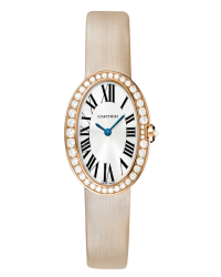 Cartier Baignoire  Quartz Women's Watch, 18K Rose Gold, Silver Dial, WB520004