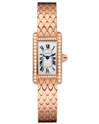 Cartier Tank Americaine  Quartz Women's Watch, 18K Rose Gold, Silver Dial, WB710012