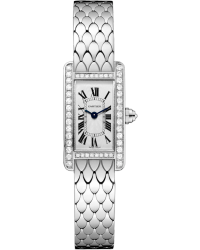 Cartier Tank Americaine  Quartz Women's Watch, 18K White Gold, Silver Dial, WB710013