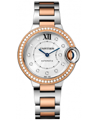 Cartier Ballon Bleu  Automatic Women's Watch, Steel & 18K Rose Gold, Silver Dial, WE902077