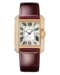 Cartier Tank Anglaise  Automatic Men's Watch, 18K Rose Gold, Silver Dial, WT100016