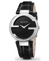 Gucci Interlocking  Quartz Women's Watch, Stainless Steel, Black Dial, YA133305