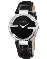 Gucci Interlocking  Quartz Women's Watch, Stainless Steel, Black Dial, YA133306