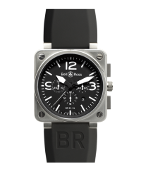 Bell & Ross Aviation BR01  Chronograph Automatic Men's Watch, Stainless Steel, Black Dial, BR0194-BL-ST