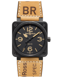 Bell & Ross Aviation BR01  Automatic Men's Watch, PVD, Black Dial, BR0192 HERITAGE