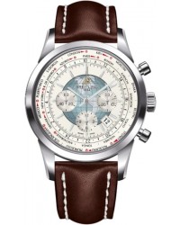 Breitling Transocean Chronograph Unitime  Chronograph Automatic Men's Watch, Stainless Steel, White Dial, AB0510U0.A732.443X