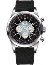 Breitling Transocean Chronograph Unitime  Chronograph Automatic Men's Watch, Stainless Steel, Black Dial, AB0510U4.BB62.104W