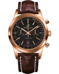 Breitling Transocean Chronograph 38  Automatic Men's Watch, 18K Rose Gold, Black Dial, R4131012.BC07.725P