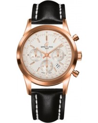Breitling Transocean Chronograph  Automatic Men's Watch, 18K Rose Gold, Silver Dial, RB015212.G738.435X