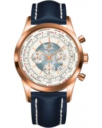 Breitling Transocean Chronograph Unitime  Chronograph Automatic Men's Watch, 18K Rose Gold, White Dial, RB0510U0.A733.101X