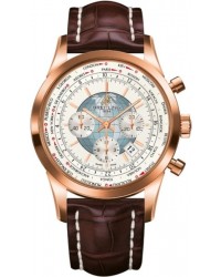 Breitling Transocean Chronograph Unitime  Chronograph Automatic Men's Watch, 18K Rose Gold, White Dial, RB0510U0.A733.757P