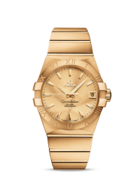Omega Constellation  Automatic Men's Watch, 18K Yellow Gold, Champagne Dial, 123.50.38.21.08.001