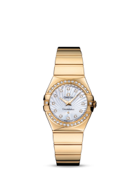 Omega Constellation  Quartz Women's Watch, 18K Yellow Gold, Mother Of Pearl & Diamonds Dial, 123.55.27.60.55.007