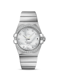 Omega Constellation  Automatic Men's Watch, 18K White Gold, Silver & Diamonds Dial, 123.55.38.21.52.003