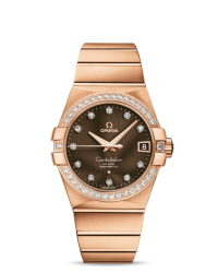 Omega Constellation  Automatic Men's Watch, 18K Rose Gold, Brown & Diamonds Dial, 123.55.38.21.63.001